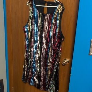 Sequin Striped Midi Dress